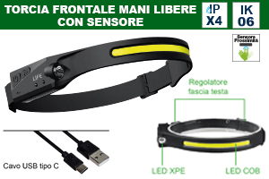 TORCIA FRONTALE FASCIA TESTA MANI LIBERE