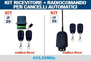 Kit Ricevitore + Radiocomando per cancelli automatici