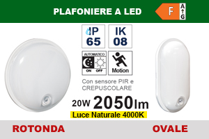 PLAFONIERA A LED IP65 CON SENSORE PIR