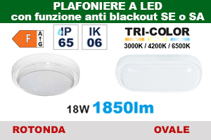 PLAFONIERA A LED IP65 CON FUNZIONE ANTI BLACKOUT