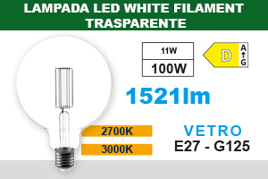 LAMPADA LED GLOBO G125 serie White Filament Trasparente
