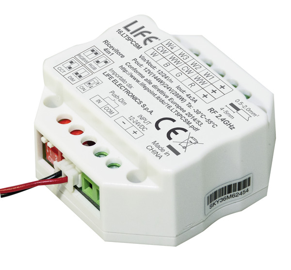 Ricevitore RGBW/Dimmer monocolore da RF2,4GHz a 4CH*3A 12V(144W)/24V(288W) LIFE512 con pulsante cablato%%%_substitutiveMessage_%%%16.LT5PCS1