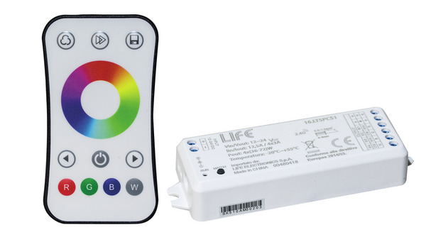 KIT RGBW, Radiocomando 1 zona RF2,4GHz con ricevitore 4CH*3A 12V(144W)/24V(288W) KIT RGBW, Radiocomando 1 zona RF2,4GHz con ricevitore 4CH*3A 12V(144W)/24V(288W)