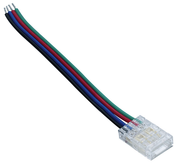 Cavetto alimentazione con giunto ad innesto rapido, per strisce LED SMD RGB PCB da 10mm L10cm Cavetto alimentazione con giunto ad innesto rapido, per strisce LED SMD RGB PCB da 10mm L10cm