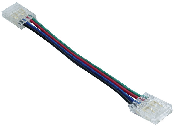 Giunto flessibile ad innesto rapido con cavetto 10cm in mezzo, per strisce LED SMD RGB PCB da 10mm Giunto flessibile ad innesto rapido con cavetto 10cm in mezzo, per strisce LED SMD RGB PCB da 10mm