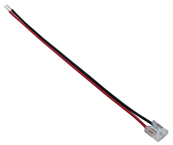 Cavetto alimentazione 10cm con Giunto SLIM ad innesto rapido, per strisce LED COB & SMD PCB da 8mm Cavetto alimentazione 10cm con Giunto SLIM ad innesto rapido, per strisce LED COB & SMD PCB da 8mm