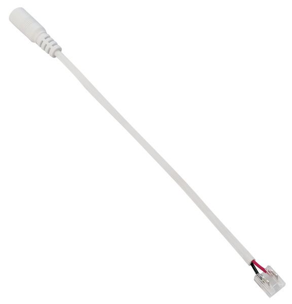 Connettore alimentazione con spina 2,10x5,50mm ad innesto rapido, per strisce LED COB & SMD PCB 8mm , L10cm Connettore alimentazione con spina 2,10x5,50mm ad innesto rapido, per strisce LED COB & SMD PCB 8mm , L10cm
