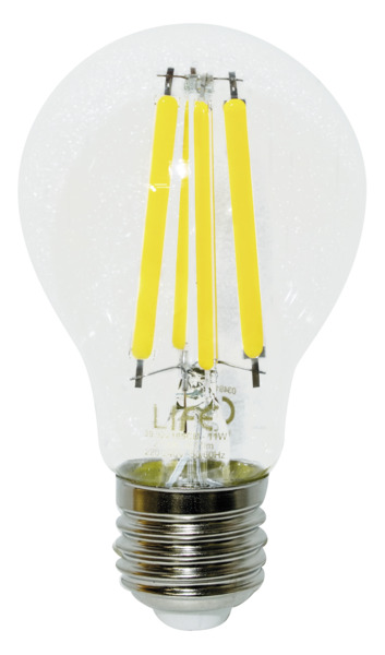 LAMPADA LED DIMMER GOCCIA A60 Filament Trasp., E27, 11W,FA320°,3000K,220Vac,LM1521,RA 80, 60*108mm LAMPADA LED DIMMER GOCCIA A60 Filament Trasp., E27, 11W,FA320°,3000K,220Vac,LM1521,RA 80, 60*108mm