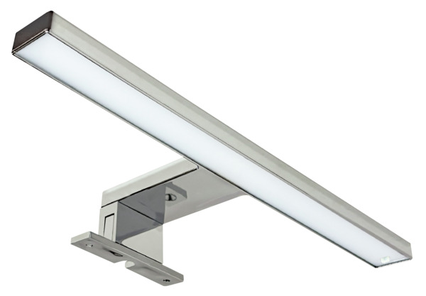 APPLIQUE a LED da Bagno, Lampada Specchio Bagno, IP44, 5W, 400lm, Luce 3000K/4000K/6000K, CRI80, 300x103x40mm, Cromata, con staffa a muro e specchio.