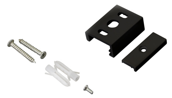 Staffa di fissaggio in alluminio, 40x32.5mm, per binario 39.9TL230*, colore NERO Staffa di fissaggio in alluminio, 40x32.5mm, per binario 39.9TL230*, colore NERO