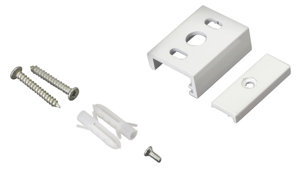 Staffa di fissaggio in alluminio, 40x32.5mm, per binario 39.9TL230*, colore BIANCO, Staffa di fissaggio in alluminio, 40x32.5mm, per binario 39.9TL230*, colore BIANCO,