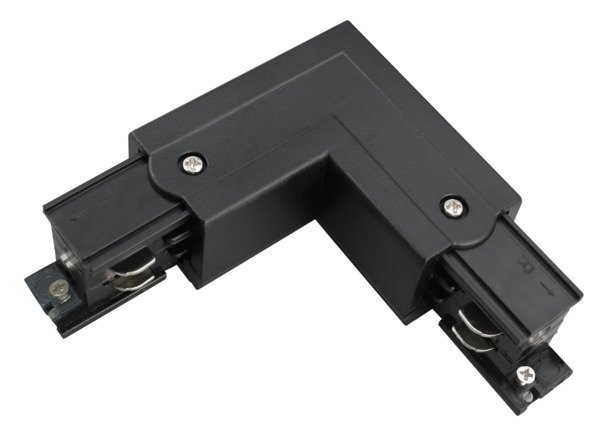 Connettore Tipo L, con alimentazione centrale SX, 98x98x33mm, per binario alluminio 39.9TL230*, colore NERO Connettore Tipo L, con alimentazione centrale SX, 98x98x33mm, per binario alluminio 39.9TL230*, colore NERO