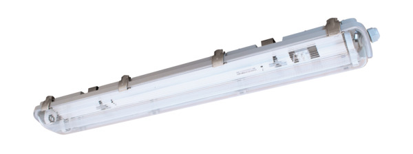 PLAFONIERA SLIM CON RIFLETTORE PER TUBI LED 2x60CM, IP65, ALIMENTAZIONE DIRETTA 220Vac, ABS+PS, DIM. 67x11x6cm