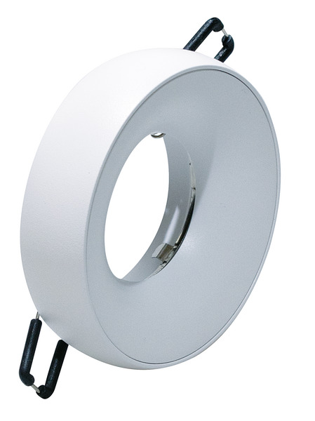 Supporto PLAFONE-INCASSO per GU10 ed MR16 easy fit, color bianco, ghiera autobloccante, Dim. 98x35mm, Foro 75mm (portalampada non incluso)