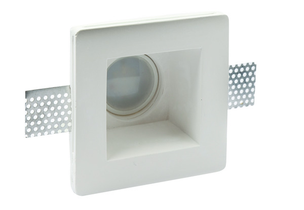 SUPPORTO DA INCASSO IN GESSO PER LAMPADE PAR16 (GU10) ed MR16, DIM. 12x12x6cm