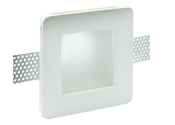 SUPPORTO DA INCASSO IN GESSO CON SCHERMO IN VETRO PER LAMPADE PAR16 (GU10) ed MR16, DIM. 12x12x6cm  Made in Italy SUPPORTO DA INCASSO IN GESSO CON SCHERMO IN VETRO PER LAMPADE PAR16 (GU10) ed MR16, DIM. 12x12x6cm  Made in Italy