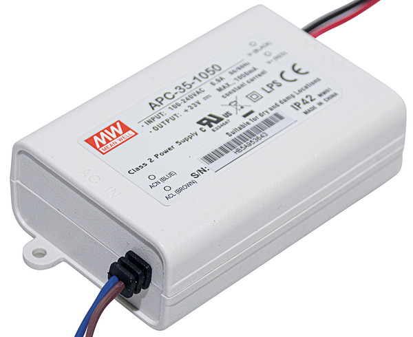 Alimentatore corrente costante 1050mA, 11-33V, 34.7W, 84*57*29.5mm APC-35-1050 MEAN WELL