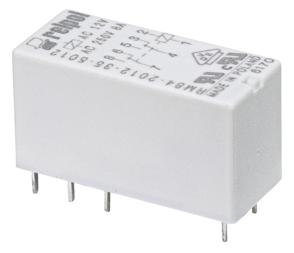 Relè - 2 poli 8A - pin 5mm - 12Vac - AgNi 2CO (DPDT) (Doppio polo, doppio contatto) IP67 H15,7mm Relè - 2 poli 8A - pin 5mm - 12Vac - AgNi 2CO (DPDT) (Doppio polo, doppio contatto) IP67 H15,7mm