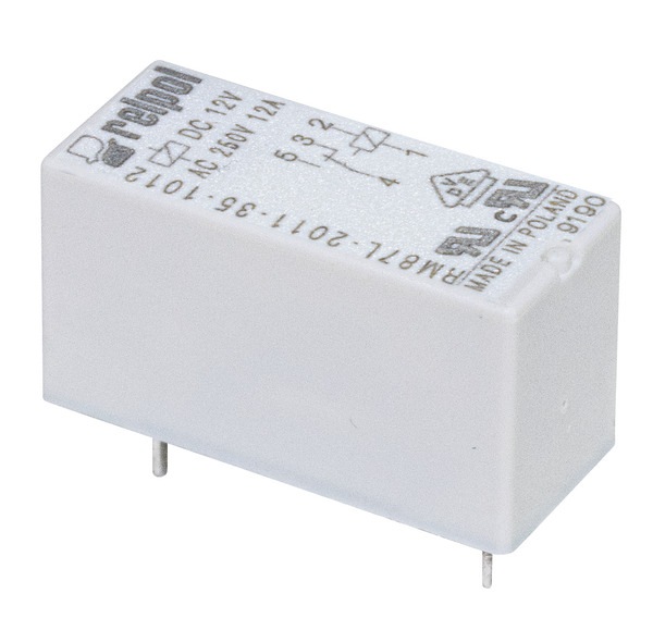 Relè - 1 polo 12A - pin 5mm - 12Vdc - AgNi 1CO (SPDT) (Singolo polo, doppio contatto) IP67 H15,7mm Relè - 1 polo 12A - pin 5mm - 12Vdc - AgNi 1CO (SPDT) (Singolo polo, doppio contatto) IP67 H15,7mm