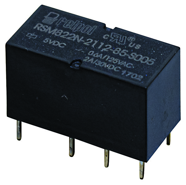 Relè subminiatura PCB- 2 poli - 2A - 5Vdc - AgNi/AU 2CO (DPDT) (doppio polo, doppio contatto) IP67 Relè subminiatura PCB- 2 poli - 2A - 5Vdc - AgNi/AU 2CO (DPDT) (doppio polo, doppio contatto) IP67